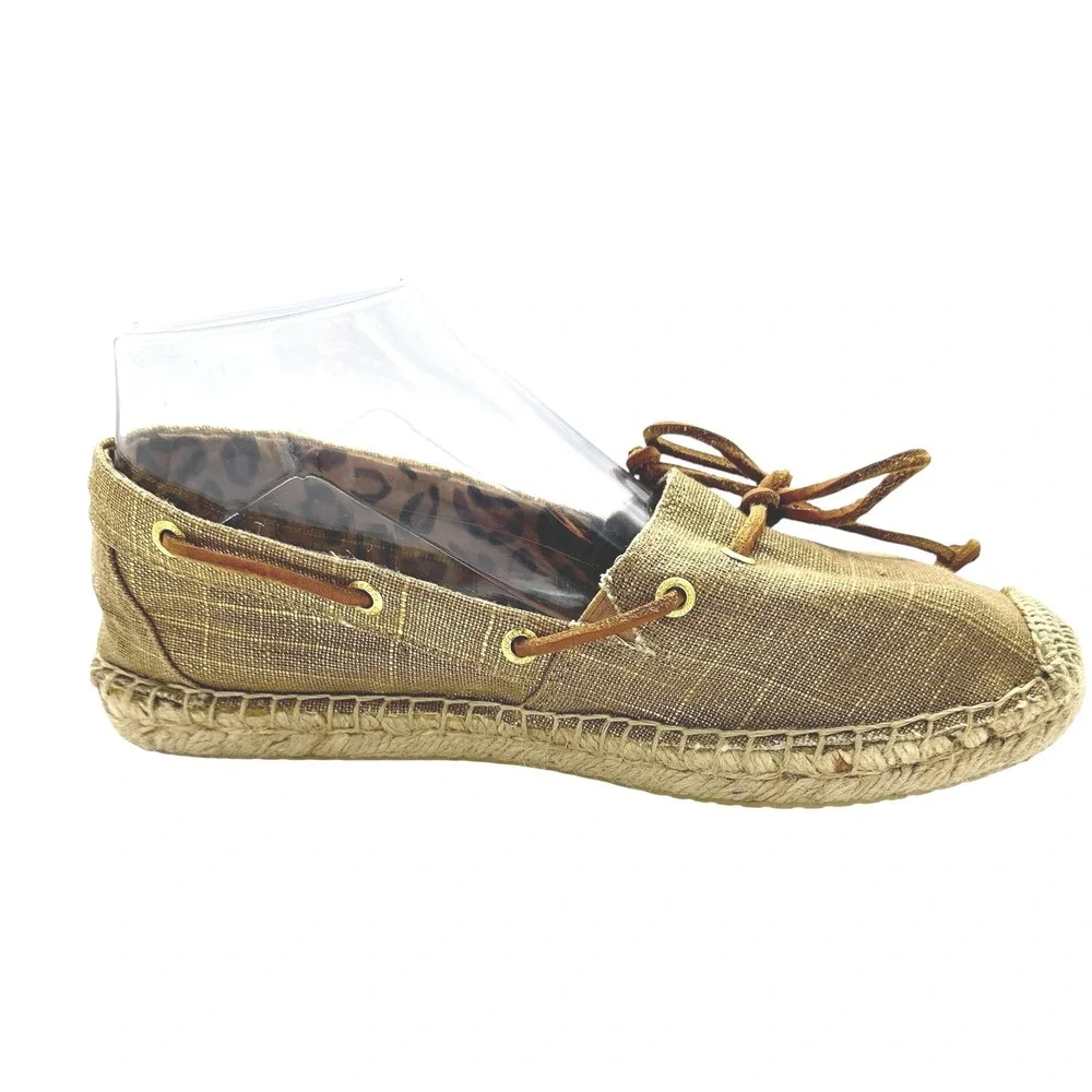 Sperry Gold Espadrille Boat Shoes Top Sider Women's Casual Slip On Loafers SZ 8M